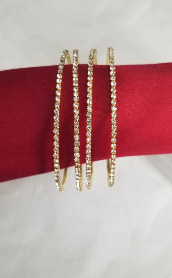 Stone Studded Golden Bangle Set - Image 3