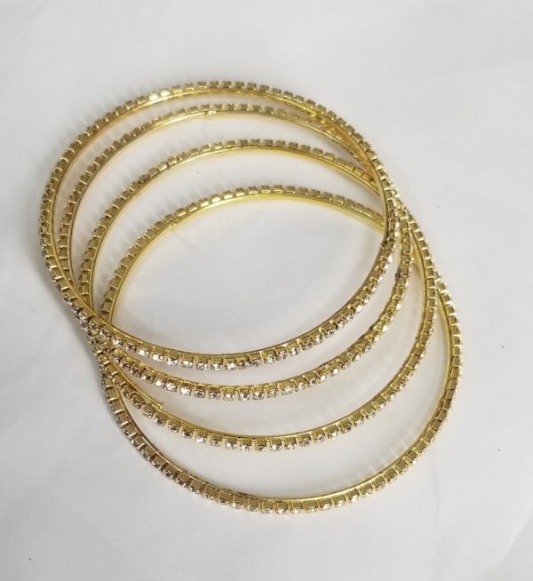 Stone Studded Golden Bangle Set