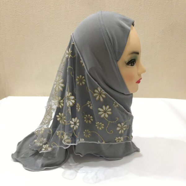 Grey Beautiful Hijab with Flower Net