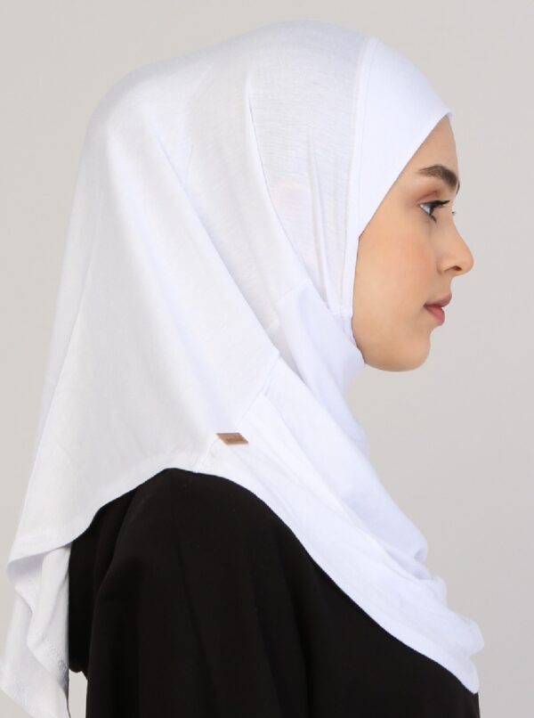 Style 1 - Plain Viscose Instant Hijab White #02 - Image 2