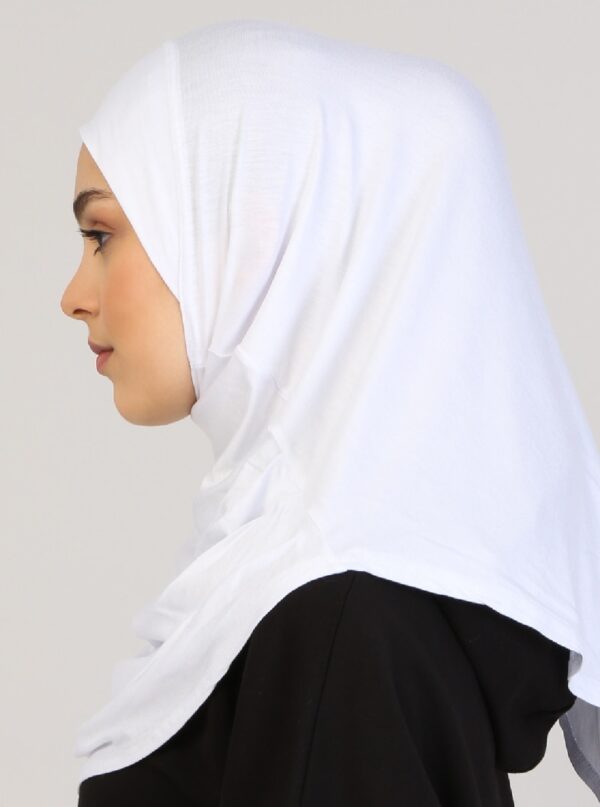 Style 1 - Plain Viscose Instant Hijab White #02 - Image 3