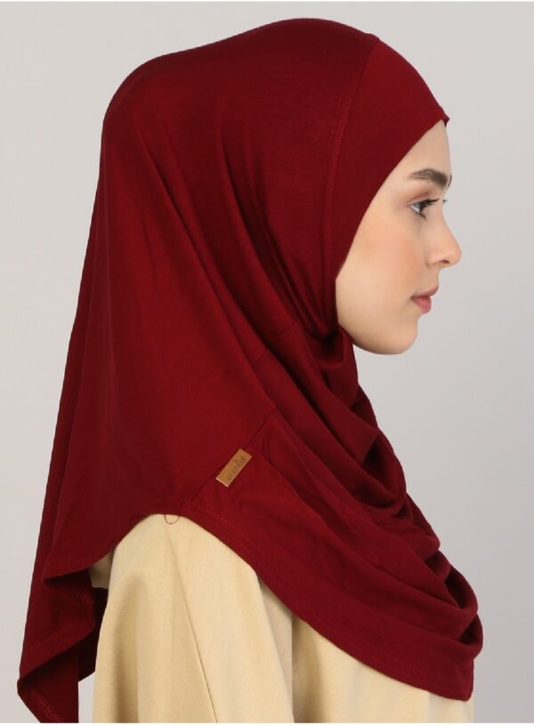 Style 1 - Plain Viscose Instant Hijab Maroon #05 - Image 2
