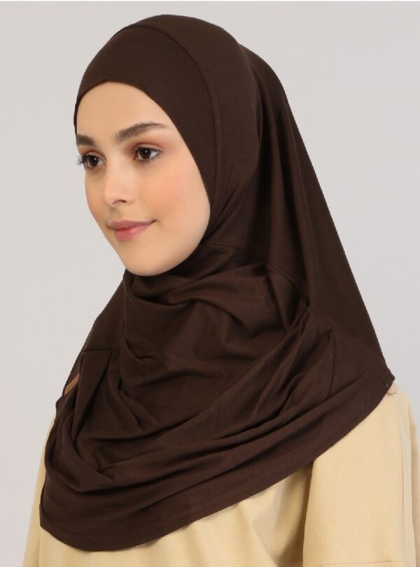 Style 1 - Plain Viscose Instant Hijab Brown #06