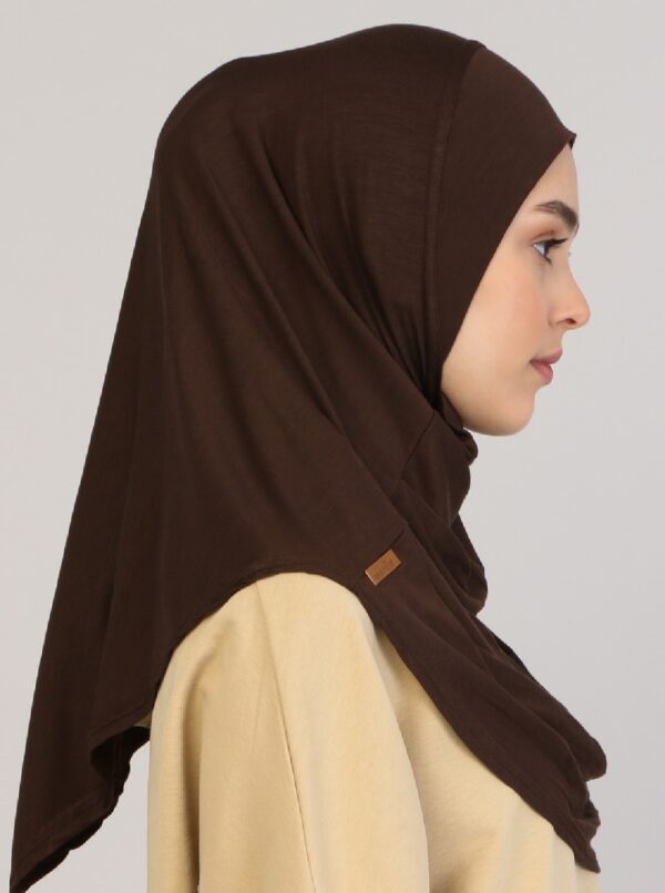 Style 1 - Plain Viscose Instant Hijab Brown #06 - Image 2