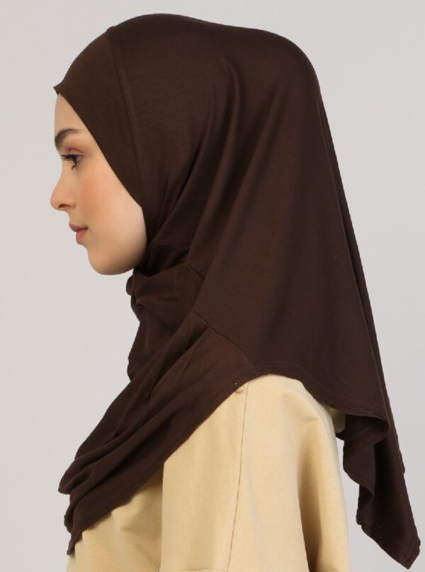 Style 1 - Plain Viscose Instant Hijab Brown #06 - Image 3