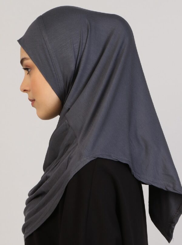 Style 1 – Plain Viscose Instant Hijab Gray #13 - Image 3
