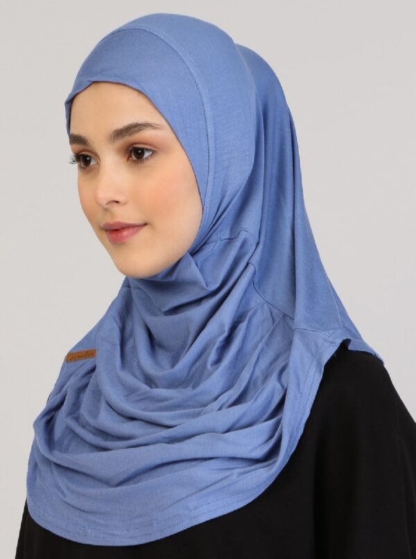 Style 1 – Plain Viscose Instant Hijab Blue #16