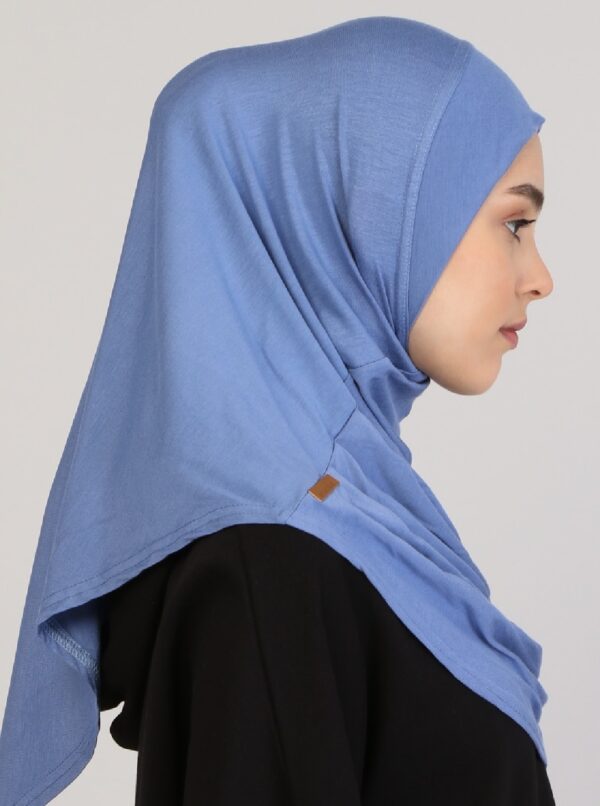 Style 1 – Plain Viscose Instant Hijab Blue #16 - Image 2