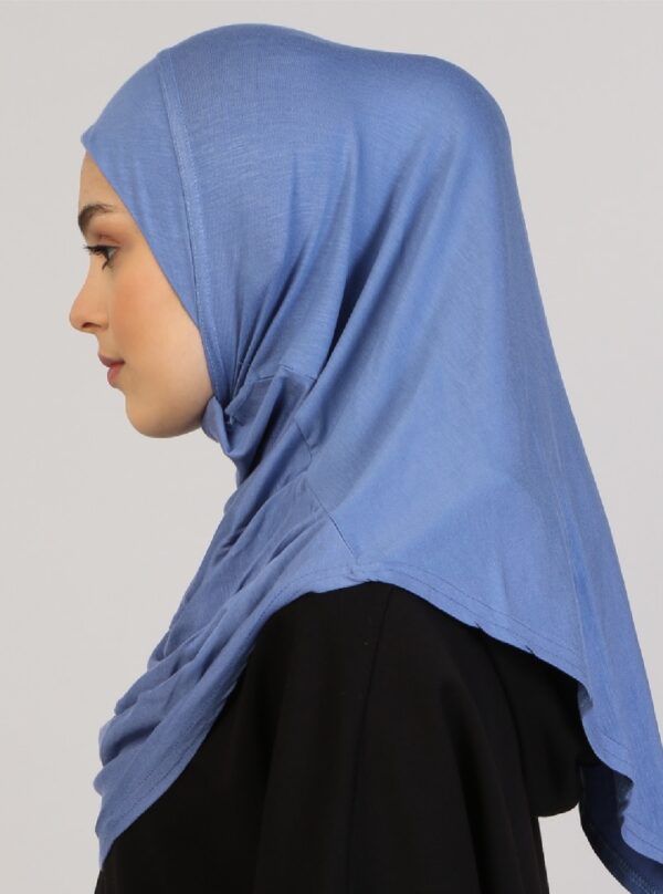 Style 1 – Plain Viscose Instant Hijab Blue #16 - Image 3