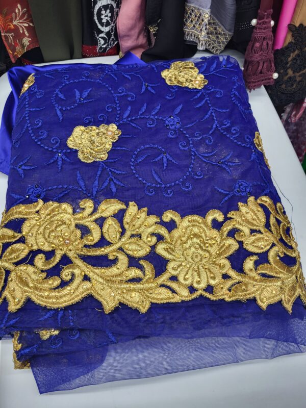 Net Saree with Semi Stitched Blouse & Matching Underskirts - Image 2