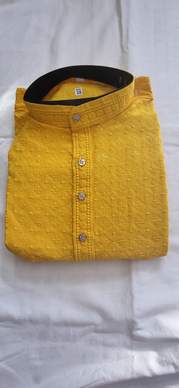 Size 38 Men Panjabi/Kurta (Top only) Yellow