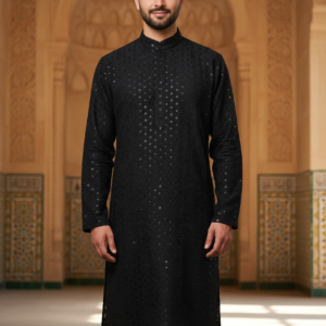 Size 42 Men Panjabi/Kurta (Top only) Black