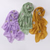 Style3 – Rhinestone/Pearl Button Shimmer Bubble Chiffon Scarf #06 - Image 5