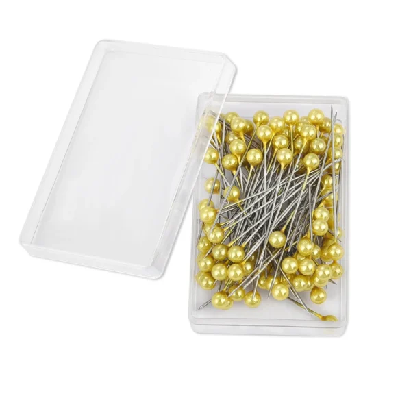 09 Gold Round Pearl Hijab Pins – 100pcs/Box – 38cm