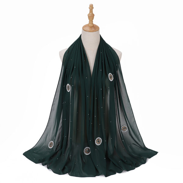 Style3 – Rhinestone/Pearl Button Shimmer Bubble Chiffon Scarf #06