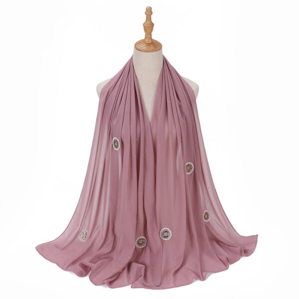 Style3 – Rhinestone/Pearl Button Shimmer Bubble Chiffon Scarf #13