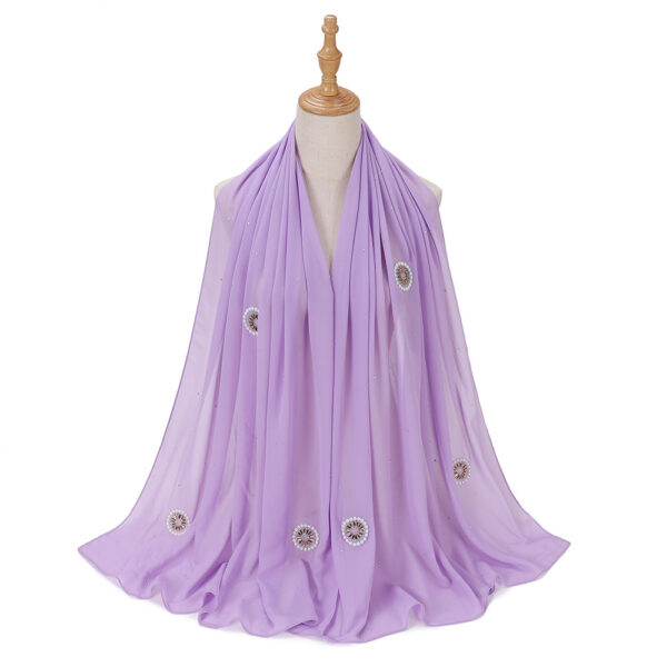 Style3 – Rhinestone/Pearl Button Shimmer Bubble Chiffon Scarf #14 - Image 2