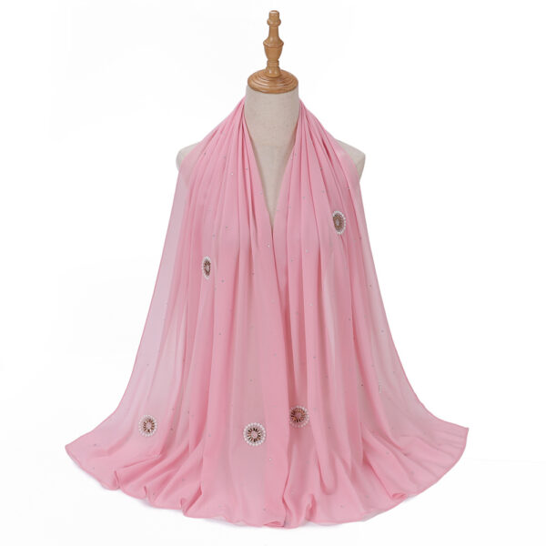Style3 – Rhinestone/Pearl Button Shimmer Bubble Chiffon Scarf #15