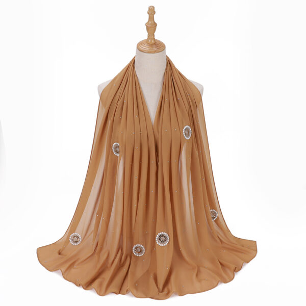 Style3 – Rhinestone/Pearl Button Shimmer Bubble Chiffon Scarf #16