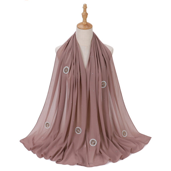 Style3 – Rhinestone/Pearl Button Shimmer Bubble Chiffon Scarf #17