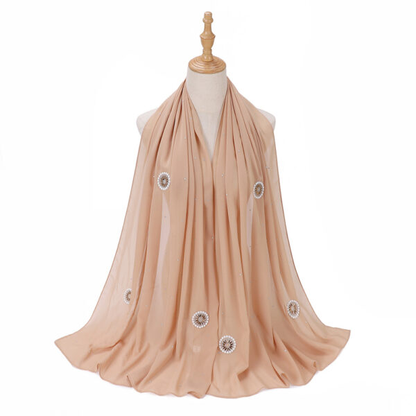 Style3 – Rhinestone/Pearl Button Shimmer Bubble Chiffon Scarf #19