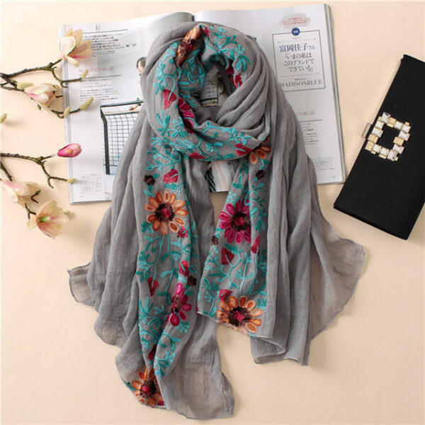 Style1 - Embroider Floral Scarf #09