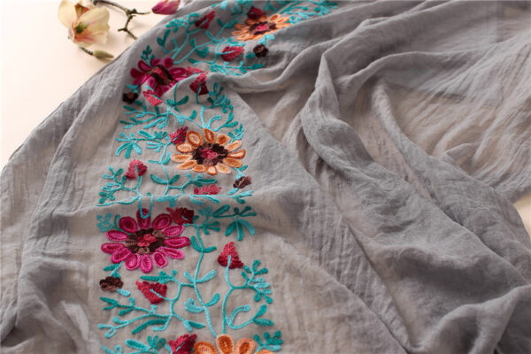 Style1 - Embroider Floral Scarf #09 - Image 4