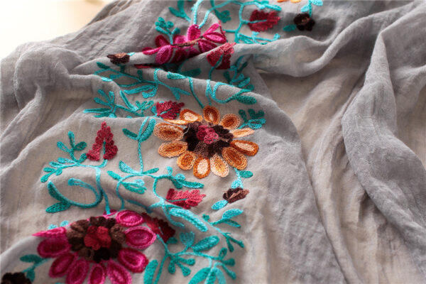Style1 - Embroider Floral Scarf #09 - Image 5