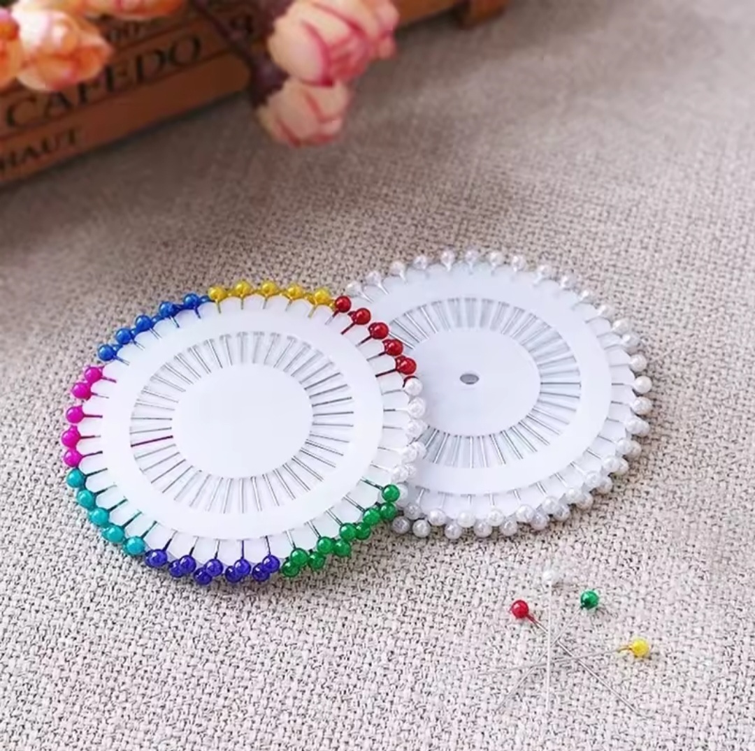 17 Round Pearl Hijab Pins (8 Colors) - 40pcs/Box - 38cm - Image 3