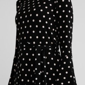 Black/White - Polka Dot Modest Dress - Medium Size 38