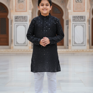 Boys Stylish Kurta-Pajama Set(Size-36-Black)