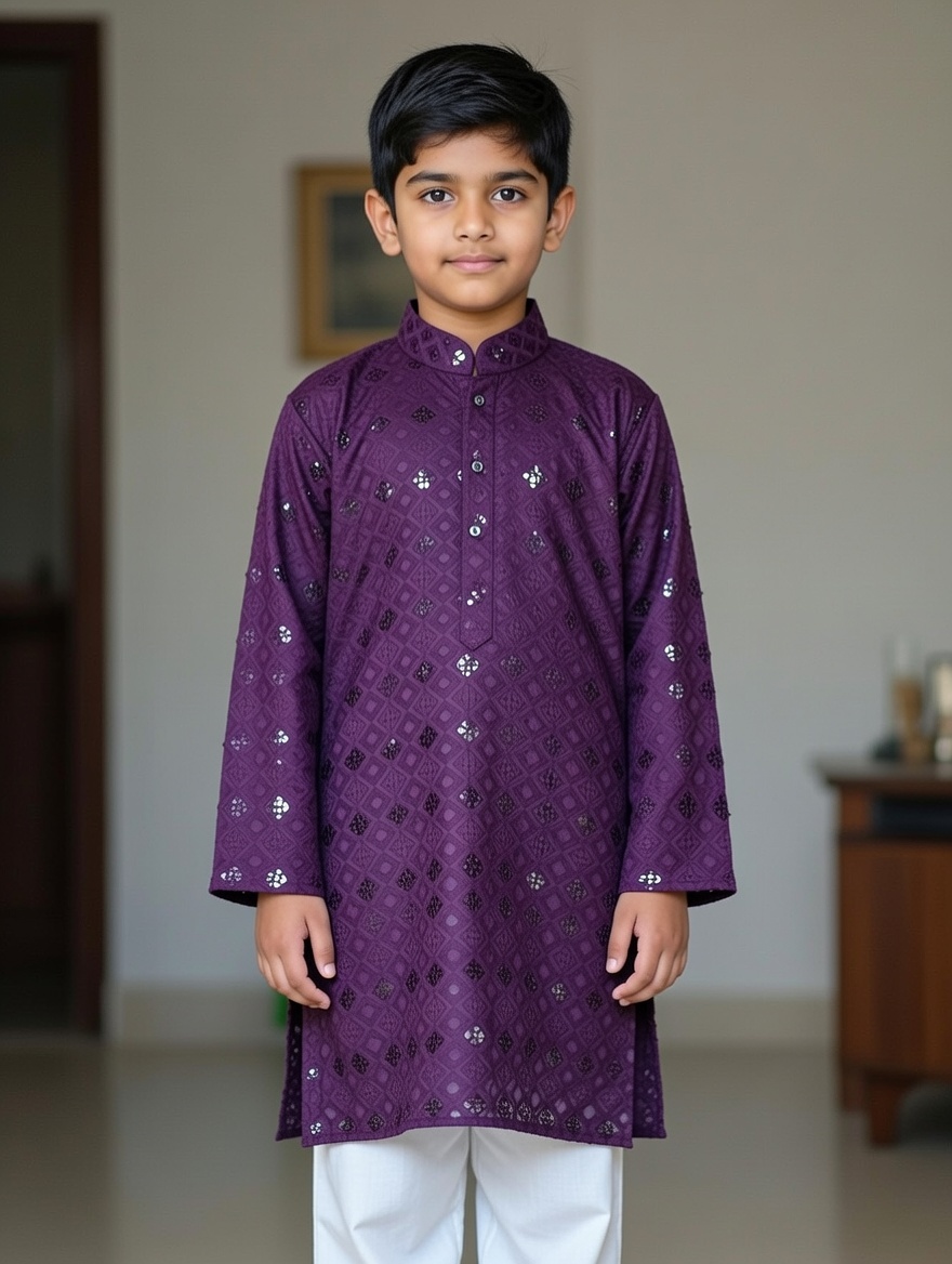 Stylish Indian Boys Kurta-Only(Size-8-Purpule)