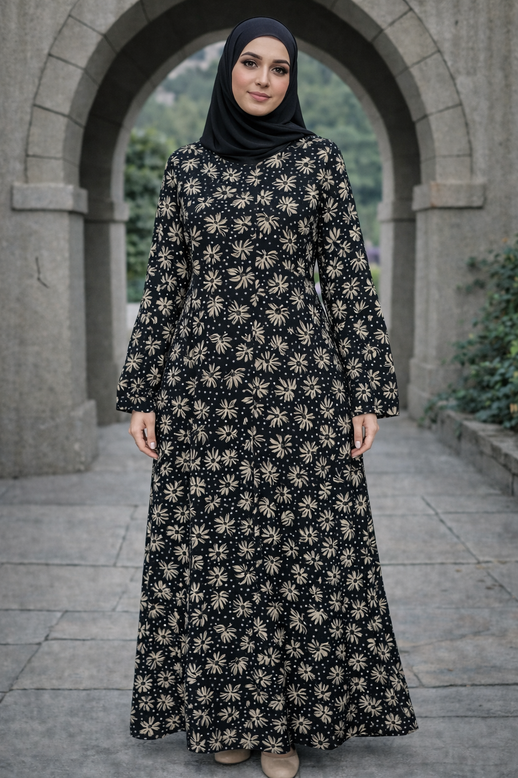 Black Printed Abaya (M)