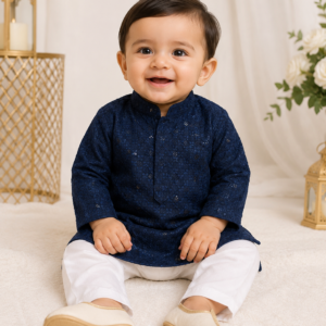 Boys Stylish Embroidered Kurta-Pajama Set – Blue (Size 20)