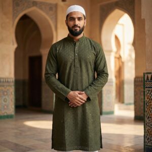 Size 40 Men Panjabi/Kurta (Top only) Olive Green