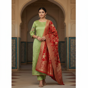 Kurti with Banarsi Dupatta set  Length:48 (Kurti& Dupatta Only)