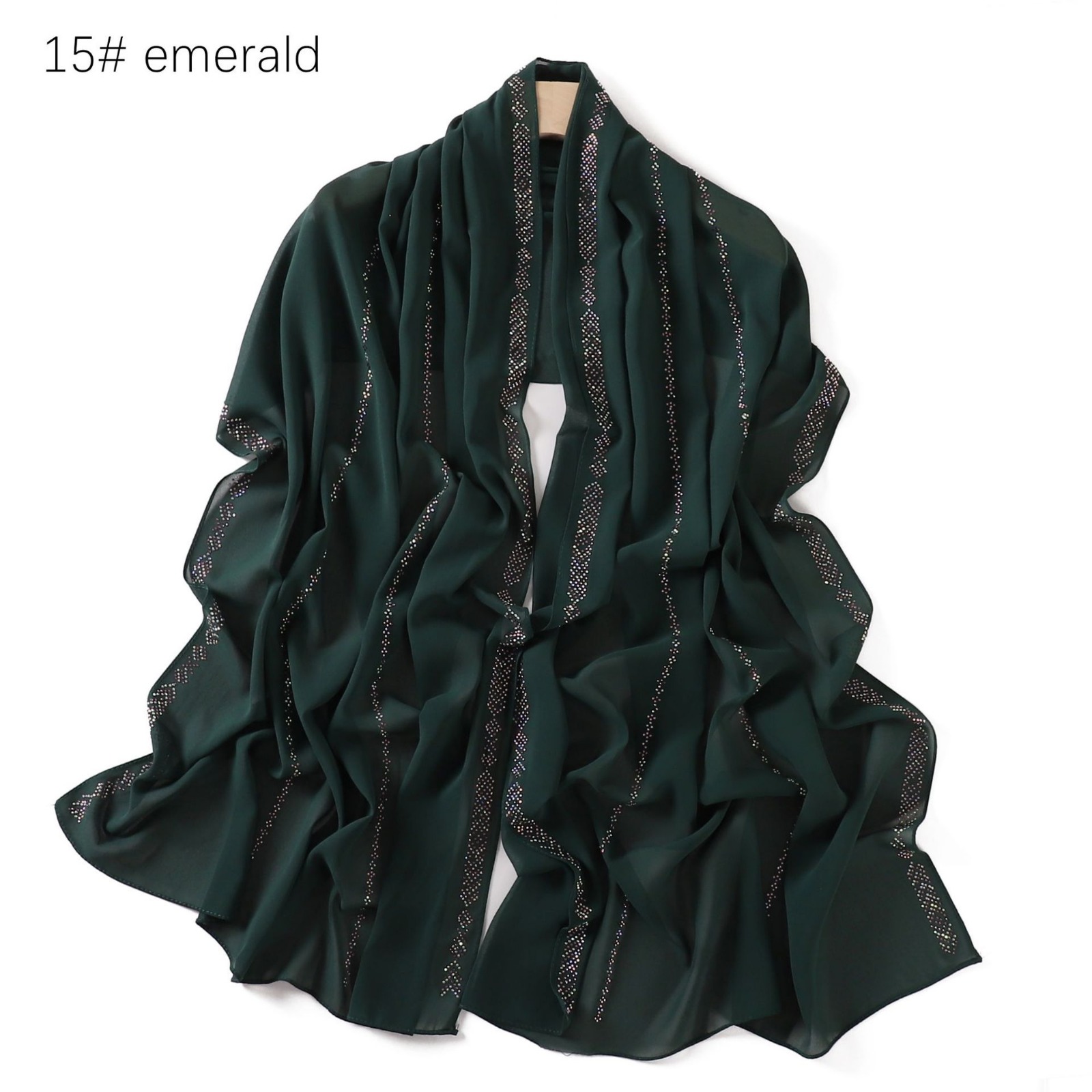 Chiffon – Luxury Rhinestone Hijab Scarf #15