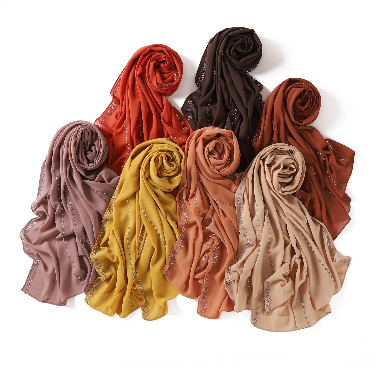 Chiffon – Luxury Rhinestone Hijab Scarf #16 - Image 2