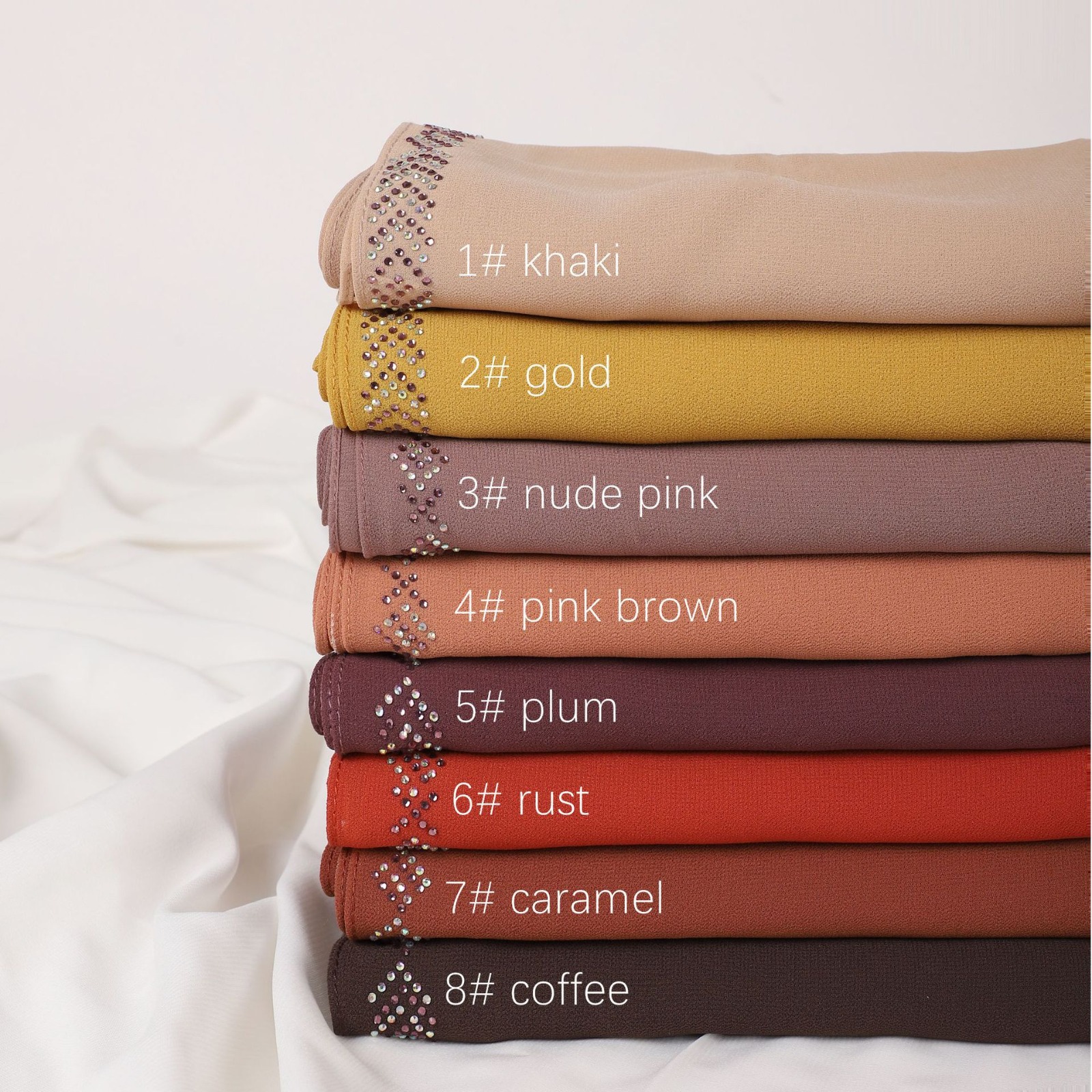 Chiffon – Luxury Rhinestone Hijab Scarf #16 - Image 4