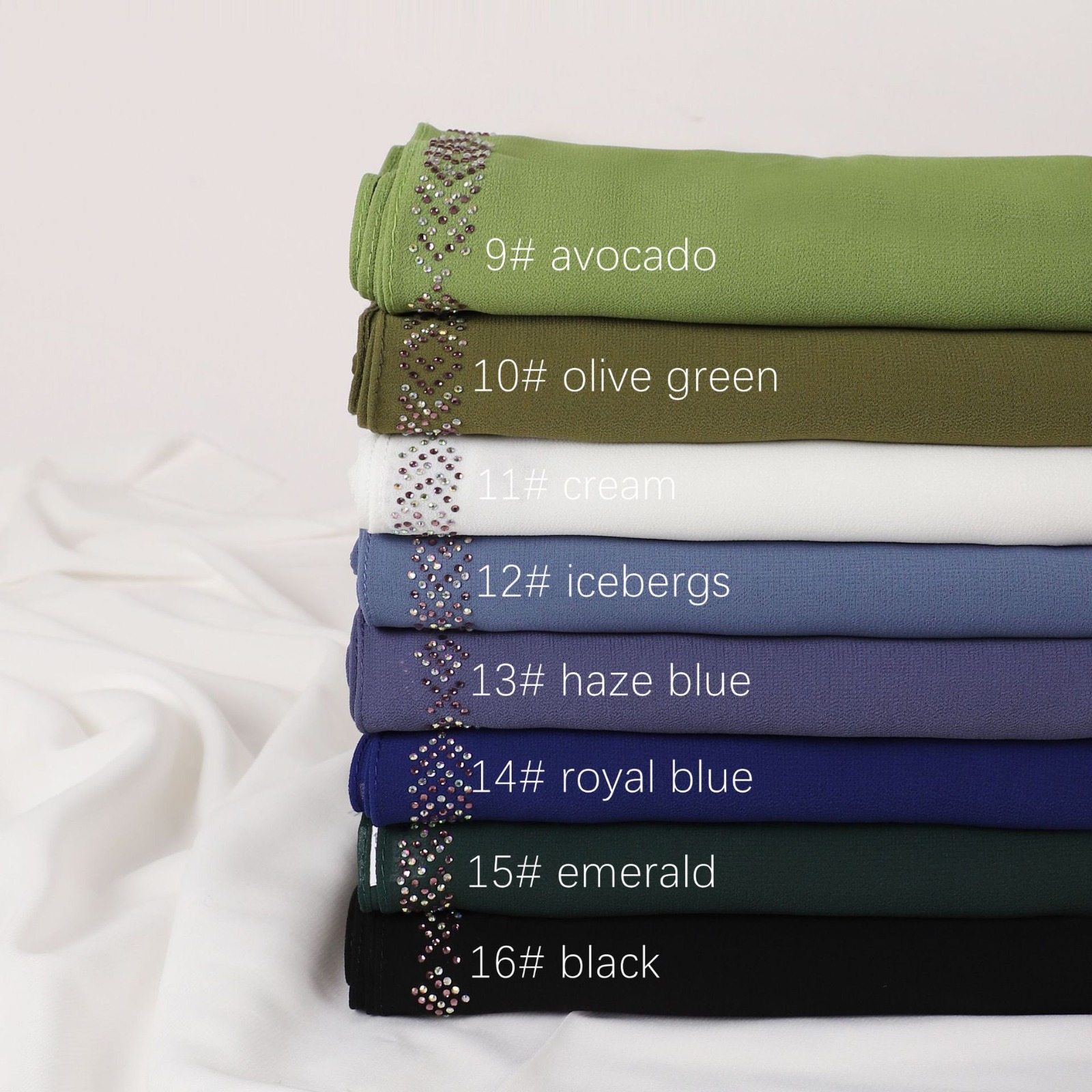 Chiffon – Luxury Rhinestone Hijab Scarf #16 - Image 5