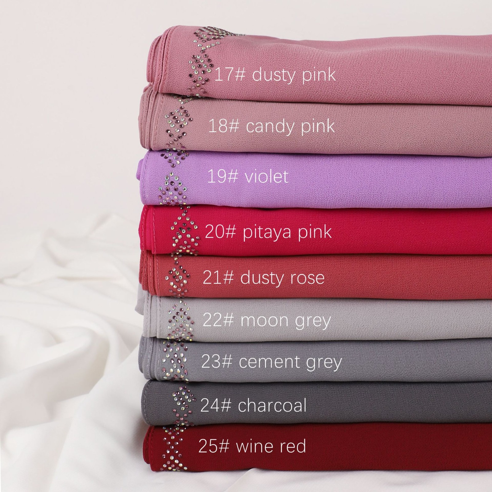 Chiffon – Luxury Rhinestone Hijab Scarf #16 - Image 6